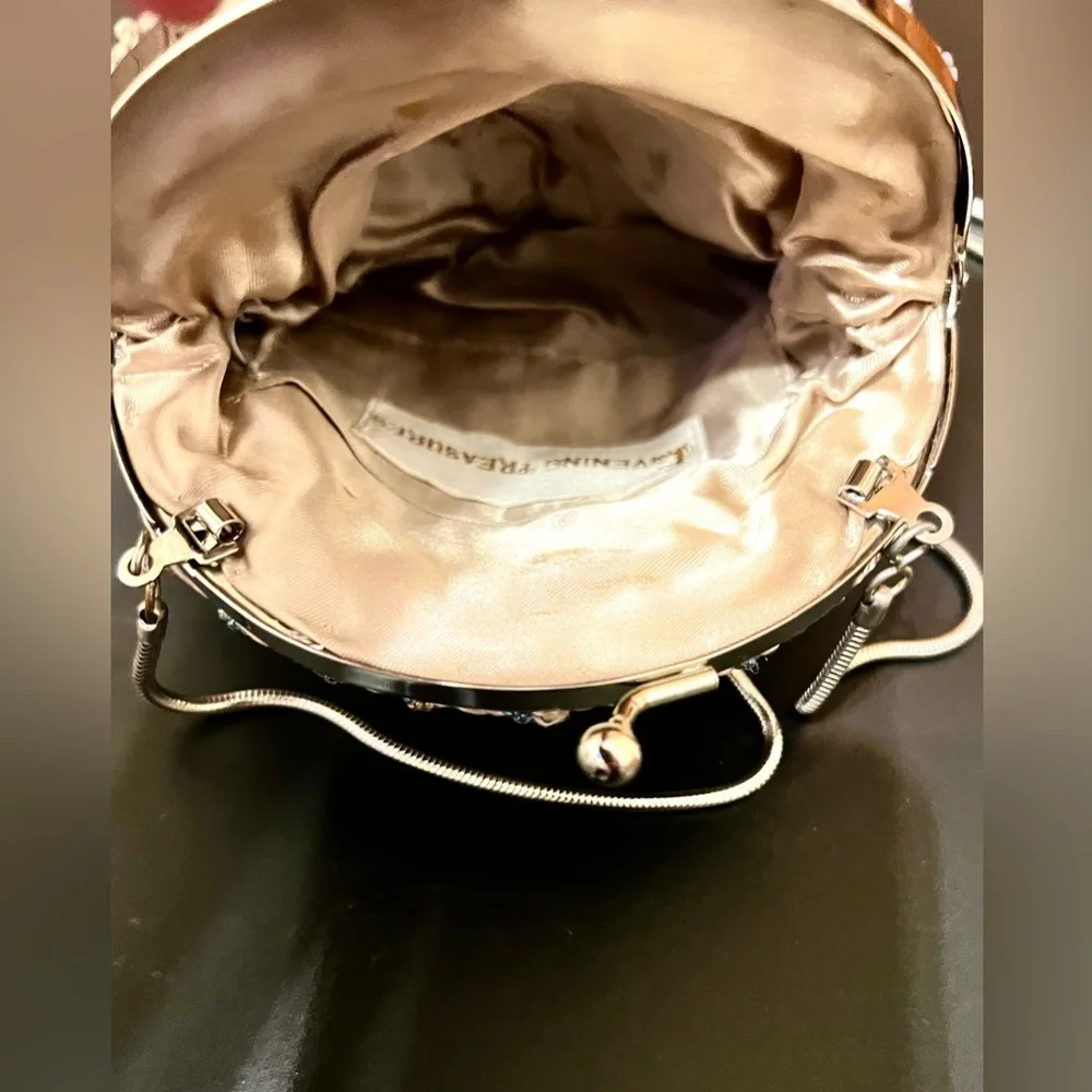 Vintage Evening Treasures Silver Beaded and Twine Clutch Purse